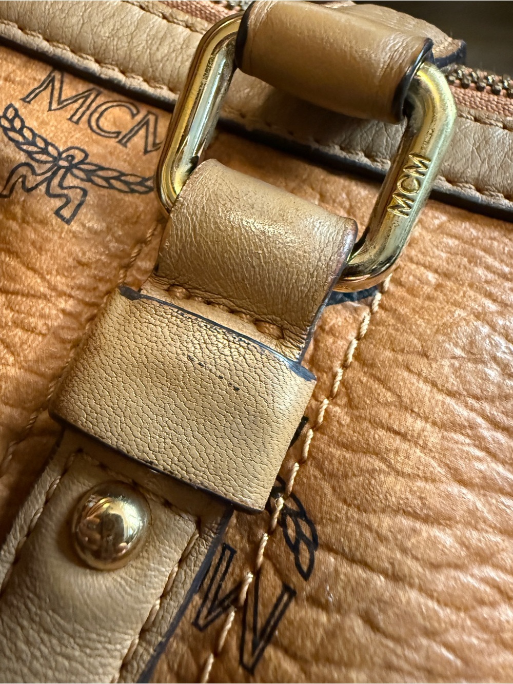 MCM Cognac Visetos Logo Shoulder Tote w/ COA - Picture 5 of 12
